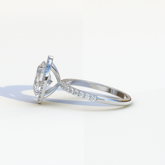 2.5 Carat E-VVS Oval Cut Halo & Pave Lab Grown Diamond Ring - Annabella