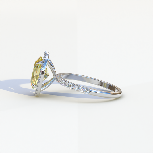 2.5 Carat Yellow Oval Cut Halo & Pave Lab Grown Diamond Ring - Annabella