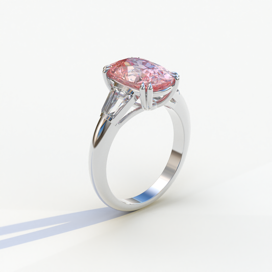 4 Carat Pink Elongated Cushion Cut Lab Diamond Engagement Ring - Sagittarius