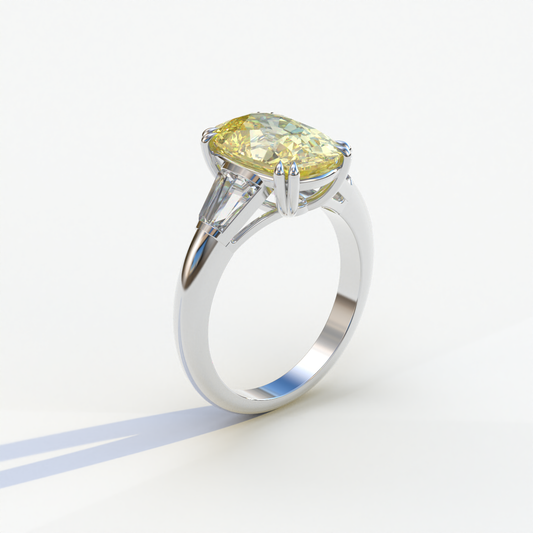 4 Carat Yellow Elongated Cushion Cut Lab Diamond Engagement Ring - Sagittarius