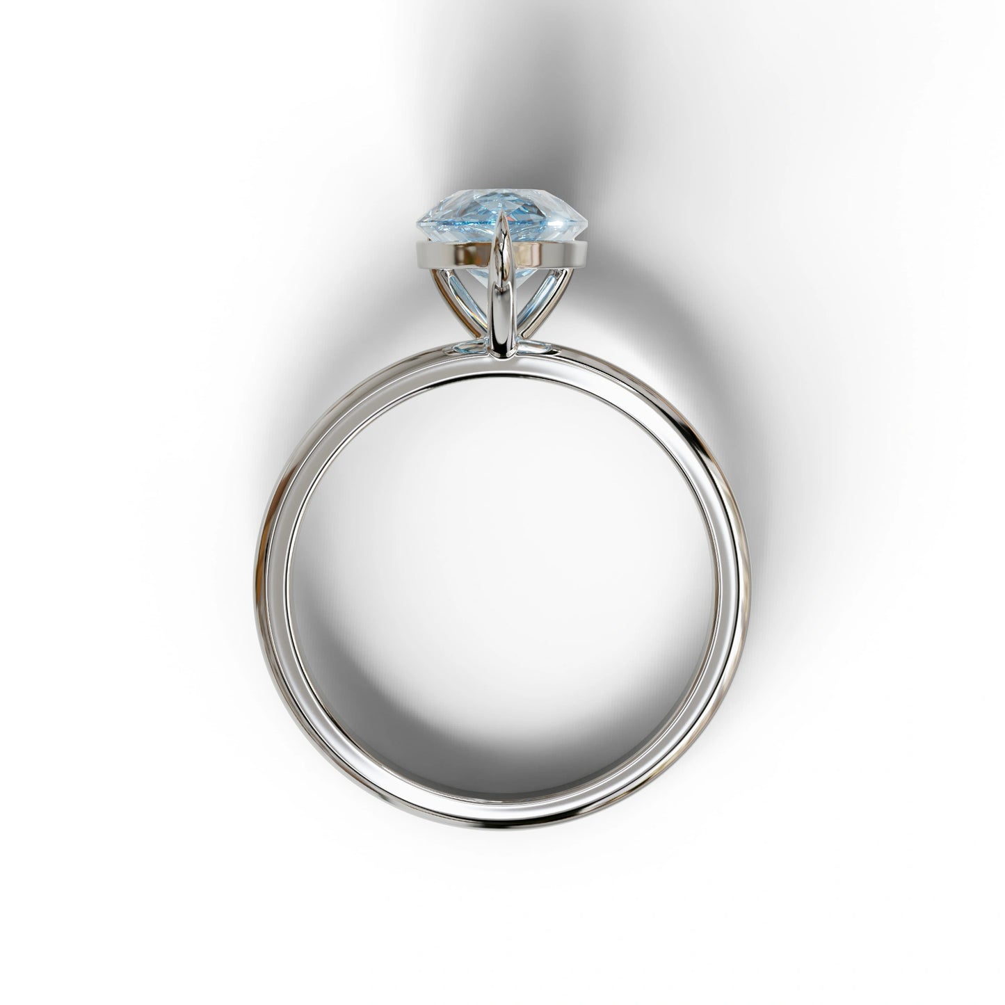 Fancy Blue Pear Cut Solitaire Lab Grown Diamond Engagement Ring - Maniola