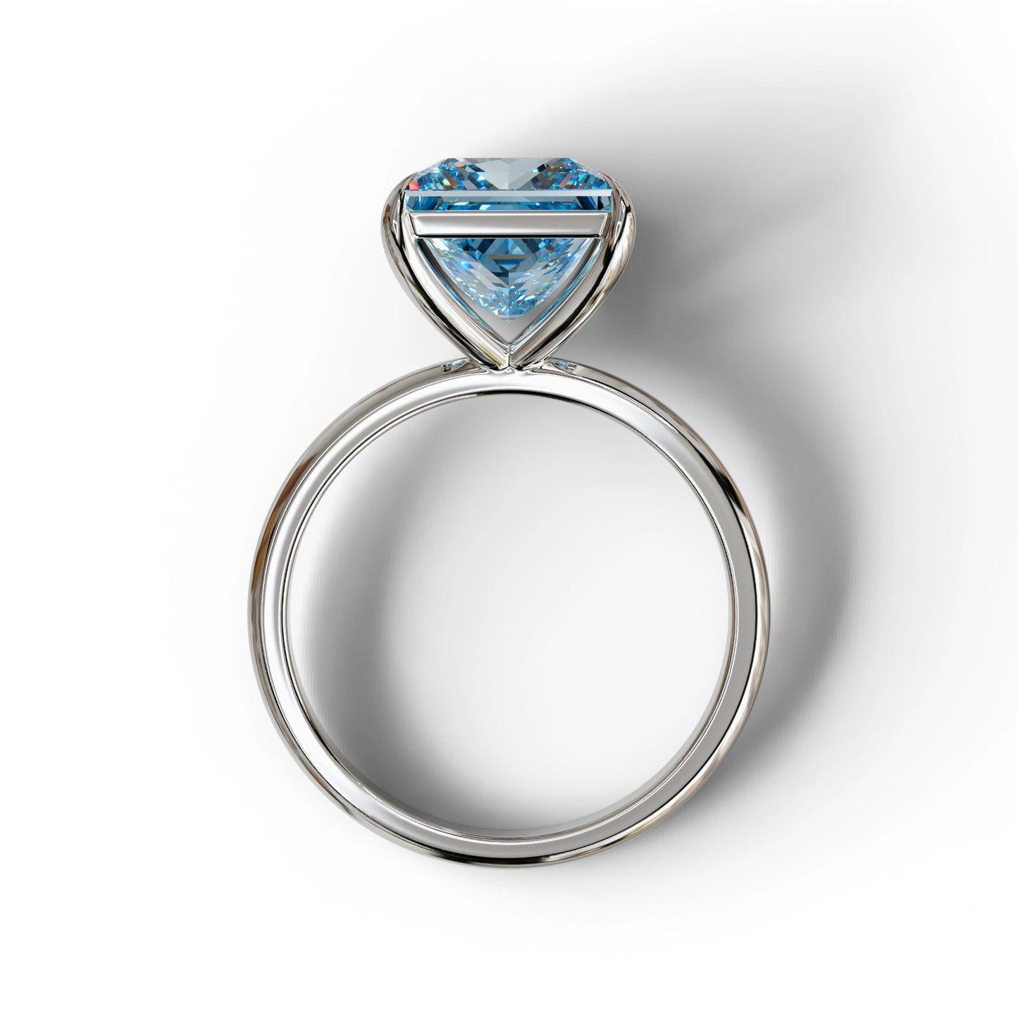 Fancy Blue Princess Cut Solitaire Lab Grown Diamond Engagement Ring - Speyeria