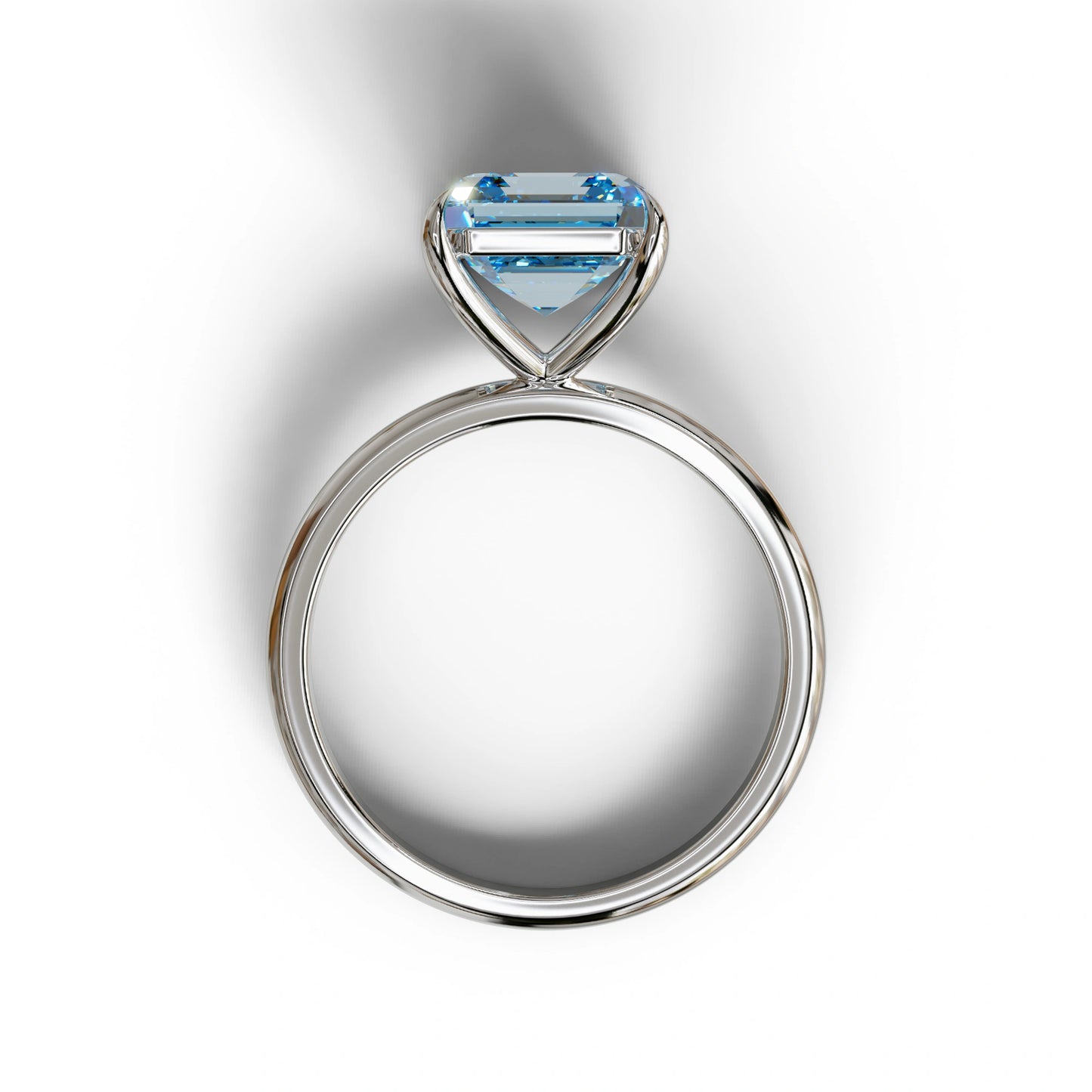 Fancy Blue Asscher Cut Solitaire Lab Grown Diamond Engagement Ring - Fabriciana