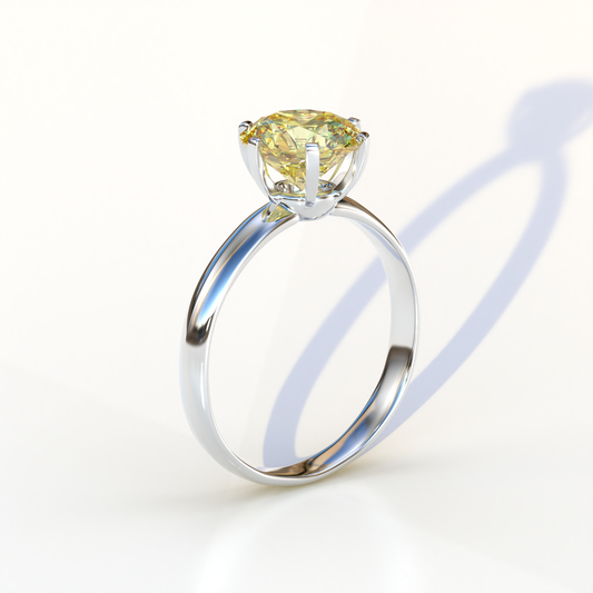2 Carat Yellow Round Cut Solitaire Lab Diamond Ring - Fury