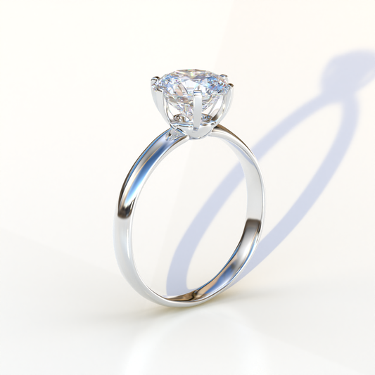 2 Carat E VVS Round Cut Solitaire Lab Diamond Ring - Fury