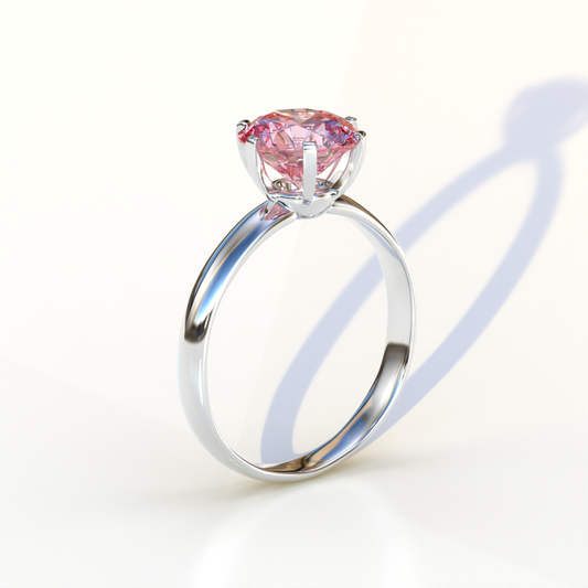 2 Carat Pink Round Cut Solitaire Lab Diamond Ring - Fury