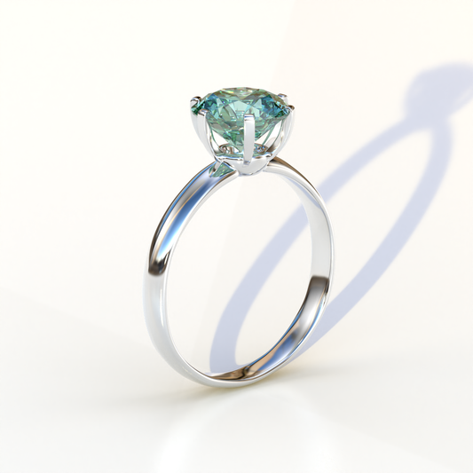 2 Carat Green Round Cut Solitaire Lab Diamond Ring - Fury