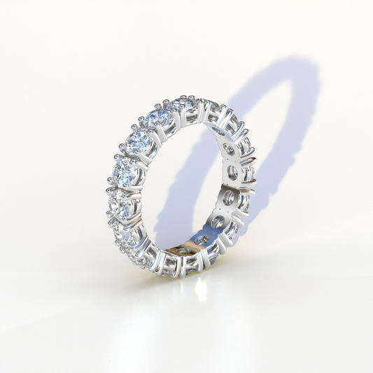 E VVS 5 Carat Round Full Eternity Lab Diamond Band - Prong Setting