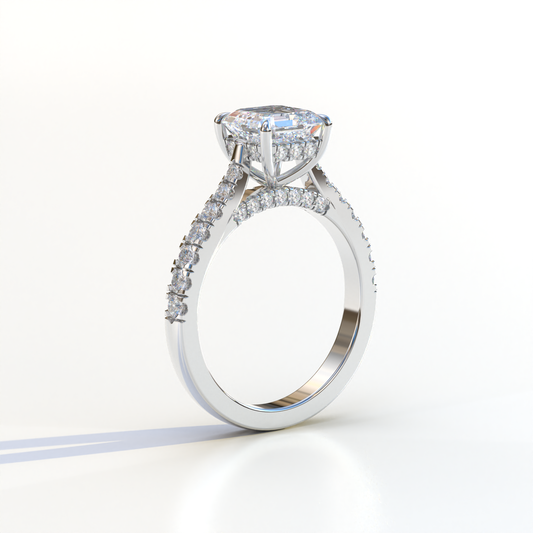 2 Carat E VVS Asscher Cut Lab Grown Diamond Engagement Ring | Hidden Halo & Pave - Kay
