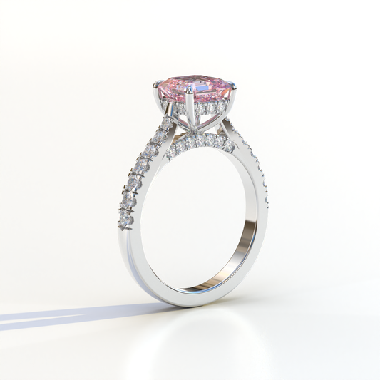 2 Carat Pink Asscher Cut Lab Grown Diamond Engagement Ring | Hidden Halo & Pave - Kay