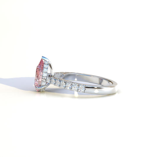 1.5 Carat Pink Pear Cut Hidden Halo & Pave Lab Diamond Ring - Elina