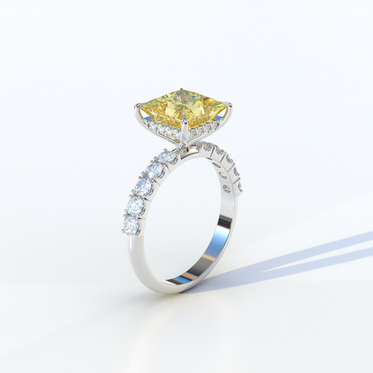 3 Carat Yellow Princess Cut Pave Lab Created Ring - Elysia