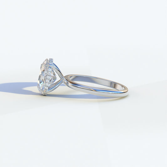 E VVS 2.5 Carat Oval Cut Hidden Halo Lab Diamond Ring - Mi Amor