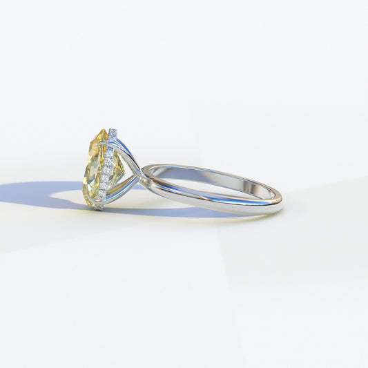 2.5 Carat Yellow Oval Cut Hidden Halo Lab Diamond Ring - Mi Amor