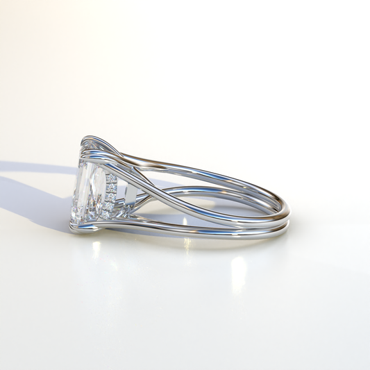 4 Carat E VVS Emerald Cut Lab Grown Diamond Engagement Ring - Tesira