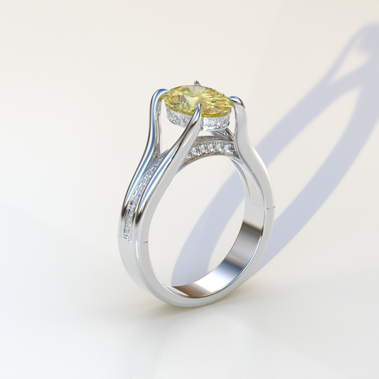 3 Carat Fancy Yellow Oval Cut Lab-Grown Diamond Engagement Ring – Beverly