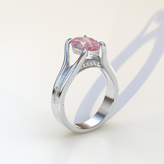 3 Carat Pink Oval Lab Grown Diamond Engagement Ring ā Beverly