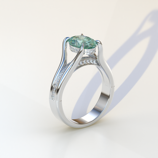 Fancy Vivid Green Oval Lab Grown Diamond Engagement Ring – Beverly