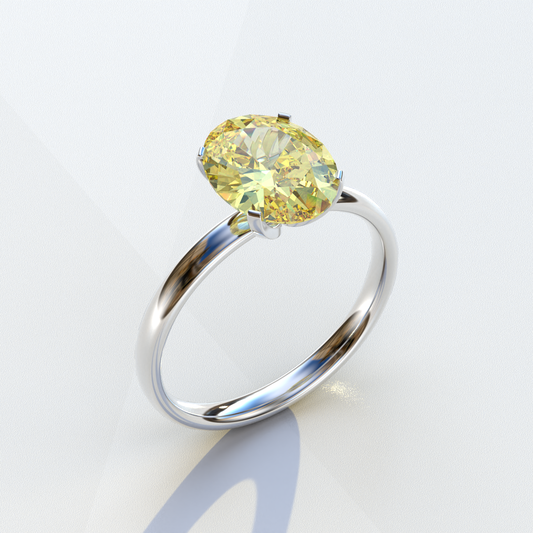 2ct Oval solitaire Diamond Ring Yellow Color Lab Diamond Engagement Ring - Eira