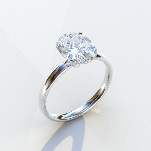 2ct Oval solitaire Diamond Ring White Gold Lab Diamond Engagement Ring - Eira