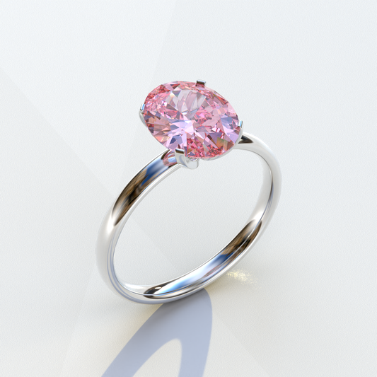 2ct Oval solitaire Diamond Ring Pink Lab Diamond Engagement Ring - Eira