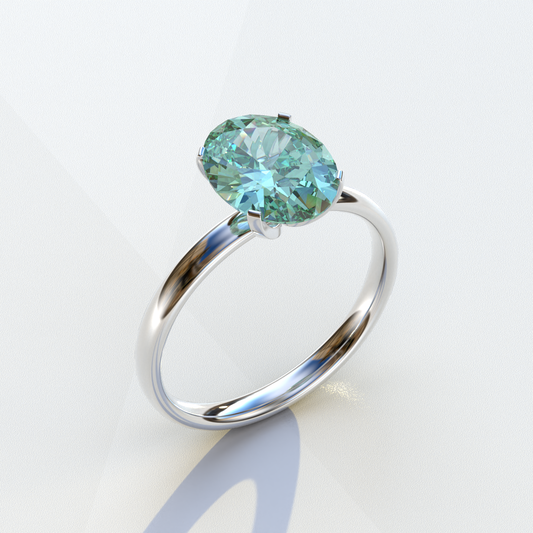 2 ct Oval Solitaire Diamond Ring Green Lab Diamond Engagement Ring - Eira