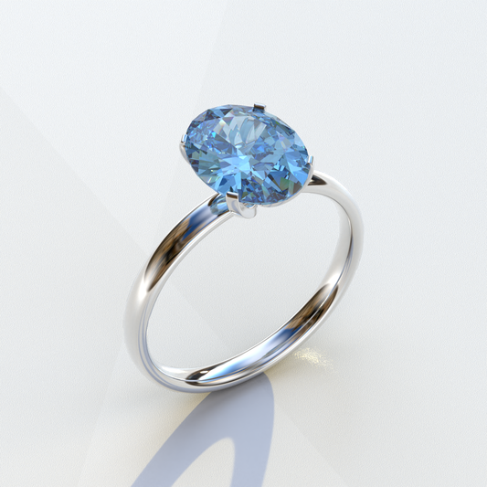 2 ct Oval Solitaire Diamond Ring Blue Lab Diamond Engagement Ring - Eira