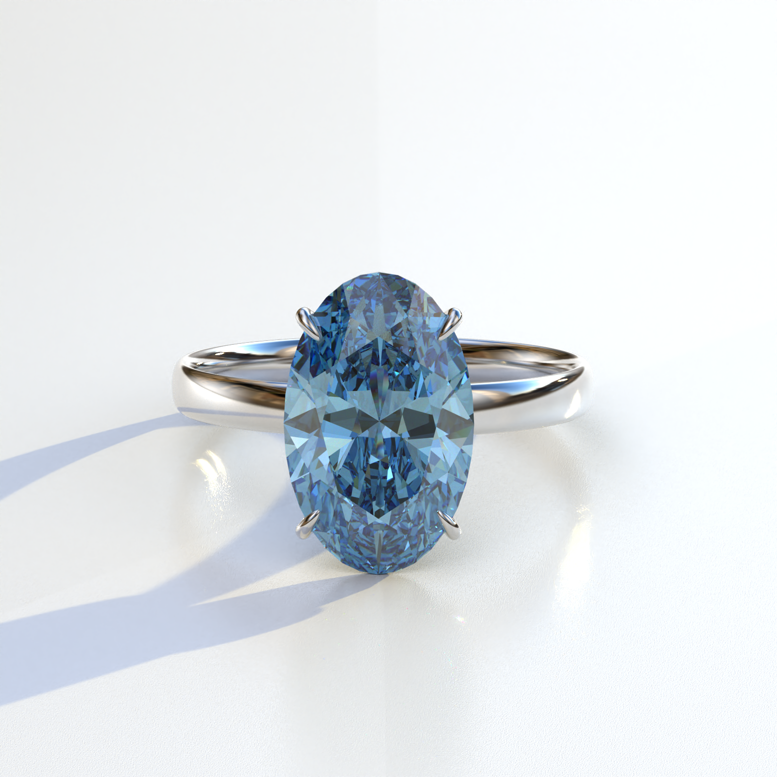 Carat Fancy Vivid Blue Oval Lab Grown Diamond Engagement Ring