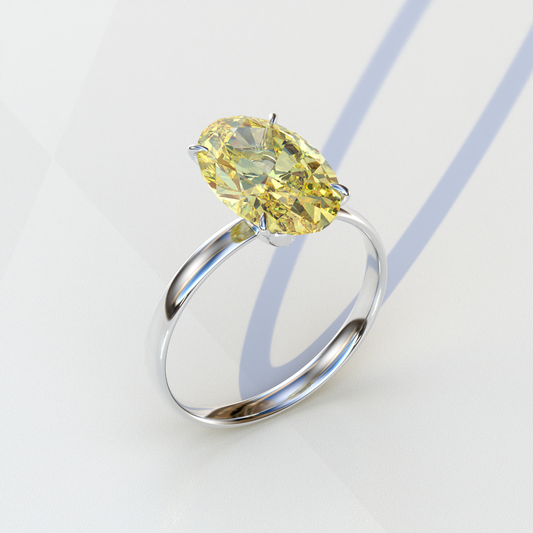 4 Carat Fancy Yellow Oval cut Lab Grown Diamond Solitaire Engagement Ring - Cadris