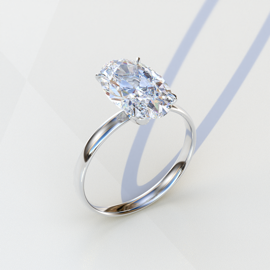 4 Carat Oval cut Lab Grown Diamond Solitaire Engagement Ring, E VVS Diamond - Cadris