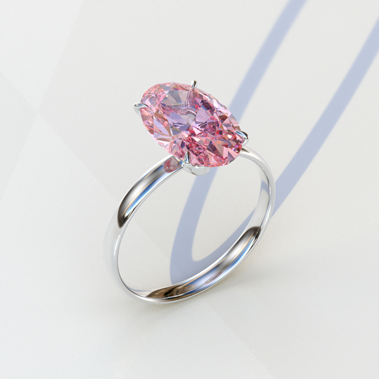 4 Ct Fancy Intense Pink Oval cut Lab Grown Diamond Solitaire Engagement Ring - Cadris