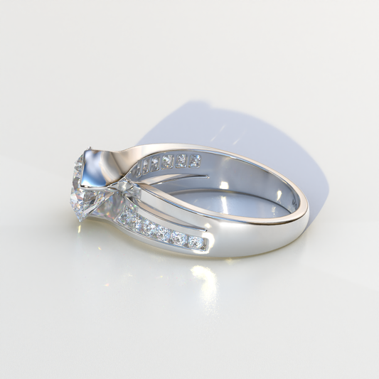 2 Carat Lab Diamond Round Shaped Channel Set Engagement Ring - Avonlea