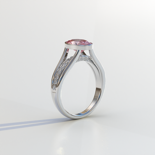 Pink Diamond Ring Ocal Cut lab grown Diamond Engagement Ring - Prisma