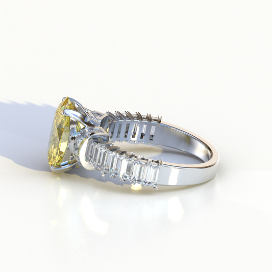 3 Carat Yellow Lab grown Diamond Oval Engagement Ring - Venice