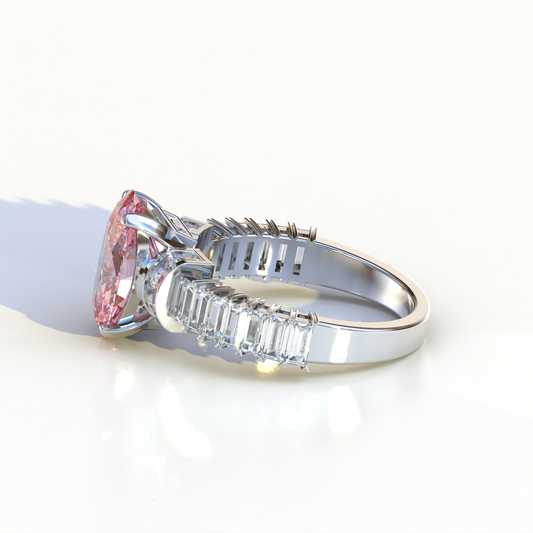 3 Carat Pink Lab Diamond Oval Cut Engagement Ring - Venice