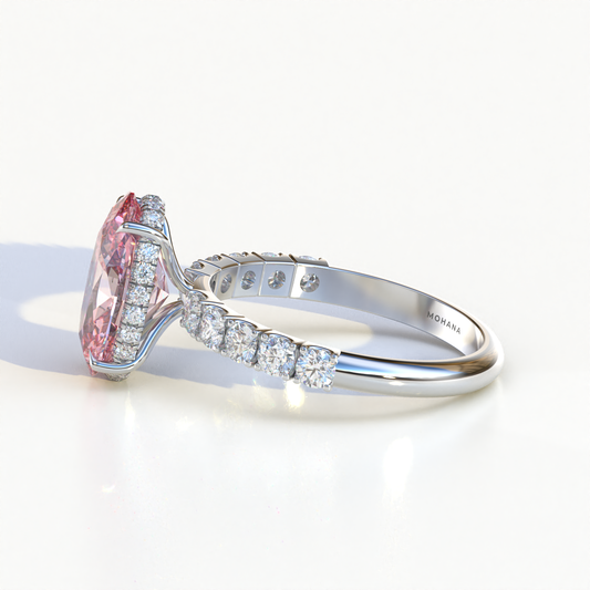 4 Carat Pink Oval Cut Hidden Halo Eternity Lab Diamond Engagement Ring - Christie's