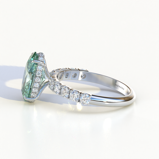 4 Carat Green Oval Cut Lab Diamond Engagement Ring | Hidden Halo - Christie's