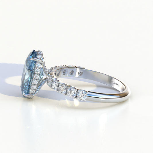 4 Carat Blue Oval Cut Hidden Halo Lab Diamond Engagement Ring - Christie's