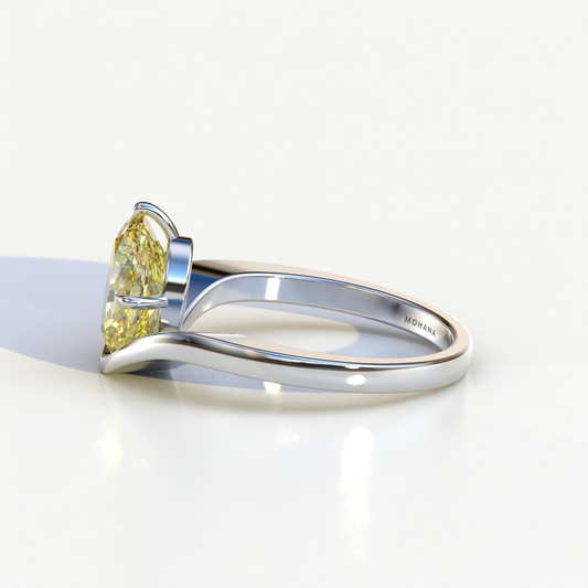 Nested 2 Carat Fancy Yellow Oval Cut Solitaire Lab Grown Diamond Engagement Ring - Aura