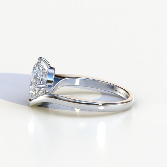 2 Carat Oval Cut Solitaire Lab Grown Diamond Engagement Ring | Nested Diamond Ring - Aura