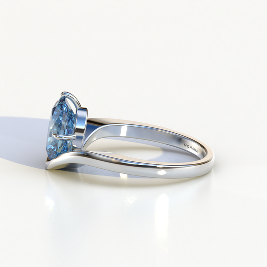 Nested Diamond 2 Carat Blue Lab Grown Diamond Oval Engagement Ring - Aura