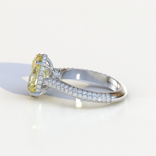 3 Carat Yellow Radiant Cut Hidden Halo & Pave Set Lab Diamond Engagement Ring - Viviana