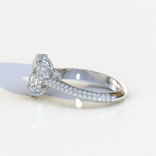 3 Carat Oval Cut Hidden Halo & Pave Set Lab Diamond Engagement Ring - Viviana