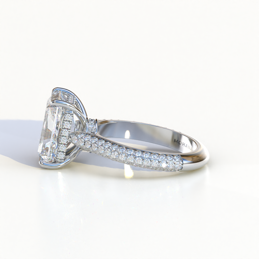 3 Carat Radiant Cut Hidden Halo & Pave Set Lab Diamond Ring - Riviera
