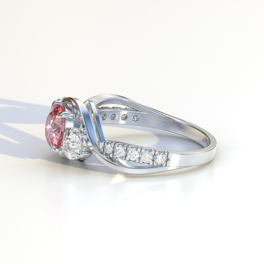 2 Carat Pink Lab Grown Diamond Round Engagement Ring - Giverny