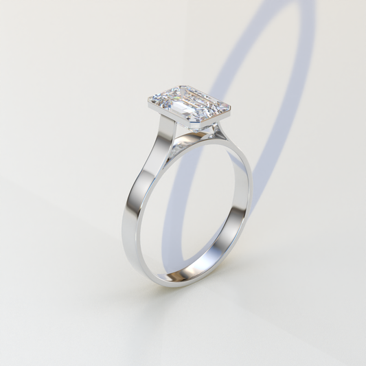 Emerald Cut Lab Grown Diamond Ring Bezel Set Ring - Zelora