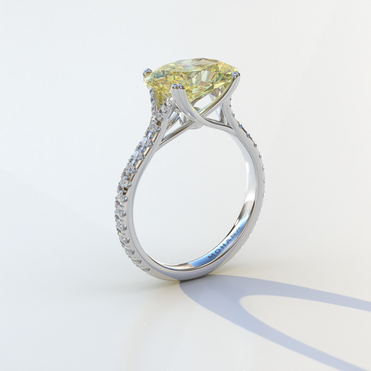 3 Carat Oval Cut Fancy Intense Yellow Lab Grown Diamond Ring - Ellipse