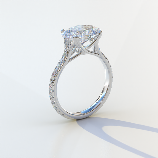 3 Ct Lab Grown Oval Cut Diamond Engagement Ring- Ellipse