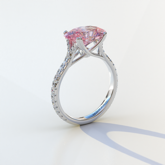3 Carat Oval Cut Lab Pink Diamond Rings Oval Engagement Rings - Ellipse