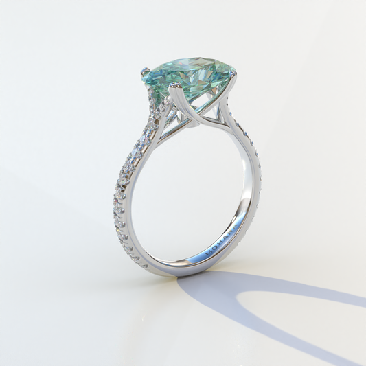 Oval Cut Green Lab Diamond Engagement Ring | 3 Carat - Ellipse